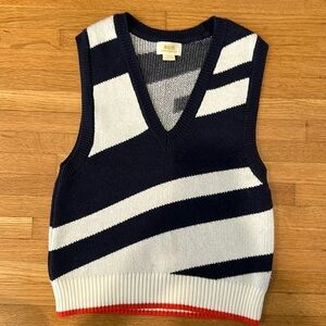 Maeve Anthropologie Blue & White Striped Knit Vest